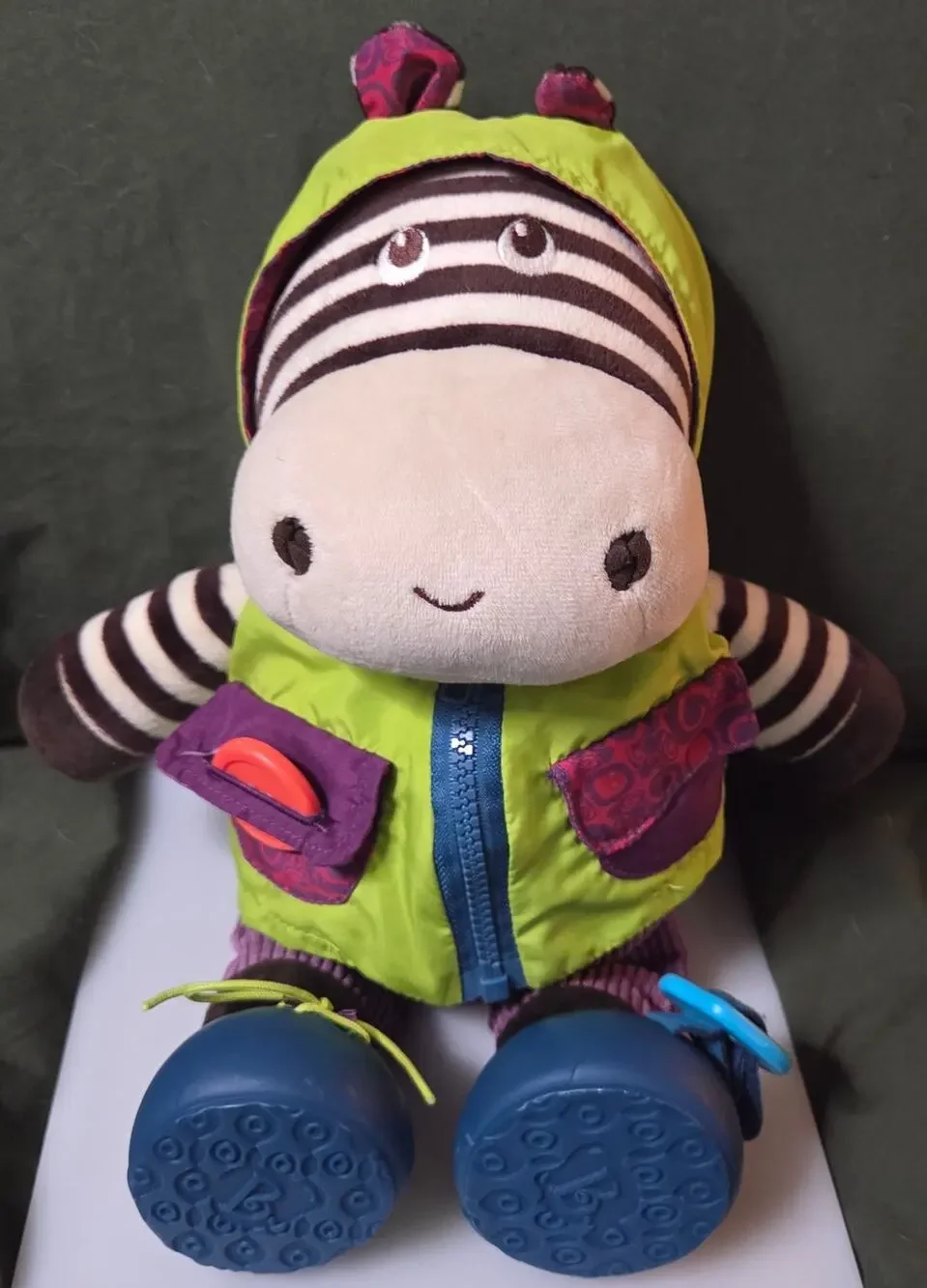 B. Toys Zebb Zebra Giggly Zippies Developmental Plush Sensory Learning Toy